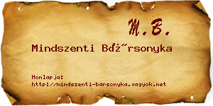 Mindszenti Bársonyka névjegykártya
